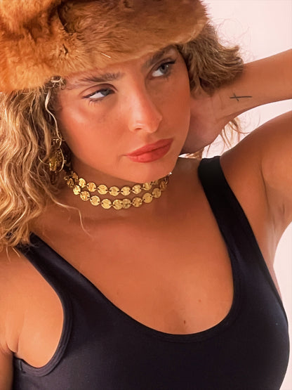 Gargantilha Dupla Medalhinhas | Dourada